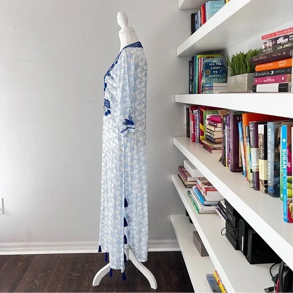 Roberta Roller Rabbit Blue Boho Long Sleeve Tunic Cover Up Dress XS - Picture 5 of 12